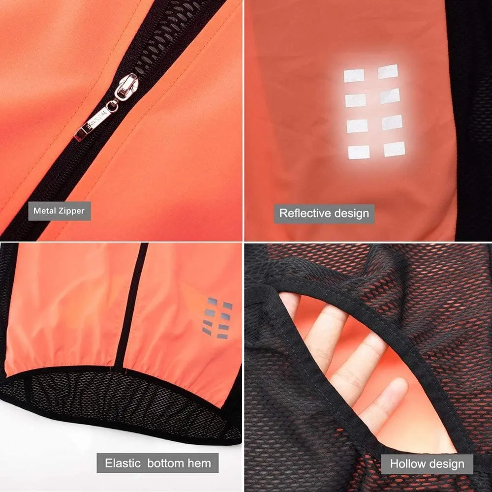 WOSAWE Cycling Vest Running Windbreaker Ssleeveless Safety Shirts Reflective Gilet