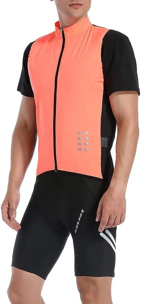 WOSAWE Cycling Vest Running Windbreaker Ssleeveless Safety Shirts Reflective Gilet