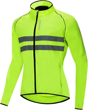 WOSAWE Men's High Visibility Cycling Wind Jacket Water Resistance Reflective Windbreaker