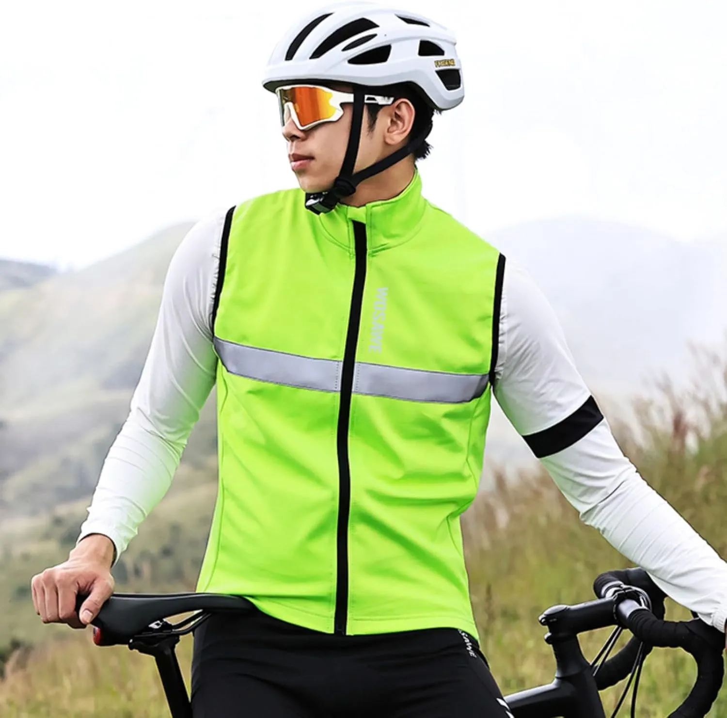 WOSAWE Men's Thermal Cycling Vest Reflective Warm Sheeveless Jacket Running Gilet for Autumn Winter