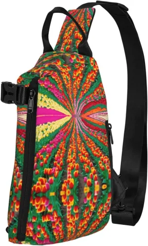 WURTON Colorful Tulips Print Crossbody Backpack Cross Pack Lightweight Sling Bag Travel, Hiking