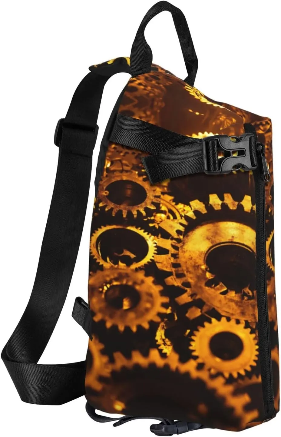 WURTON Gears Clock Bronze Century Print Crossbody Backpack Cross Pack Lightweight Sling Bag Travel, Hiking