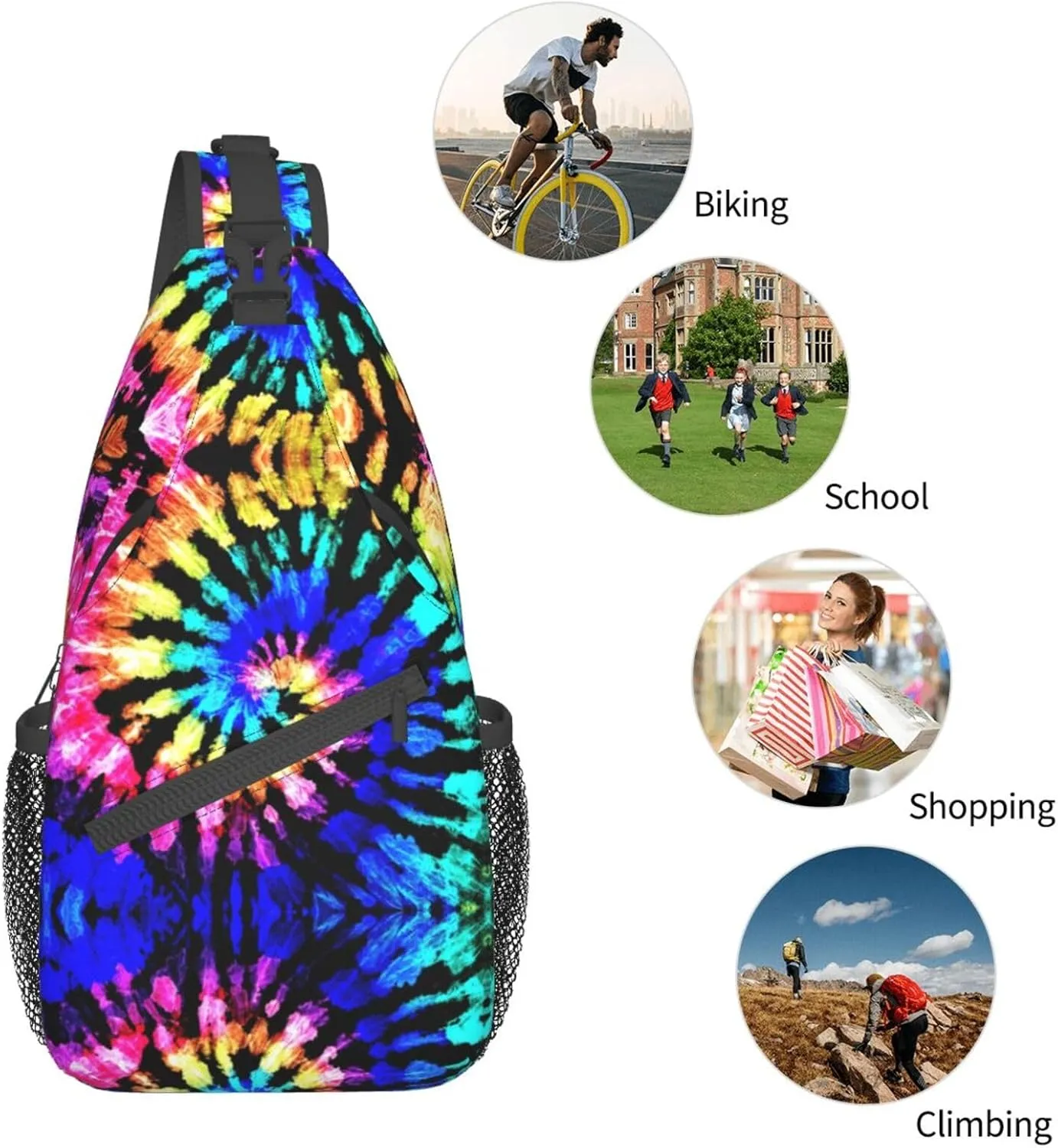 WURTON Sling Bag Dusky Rose Print Sling Backpack Crossbody Chest Bag Daypack For Hiking Travel