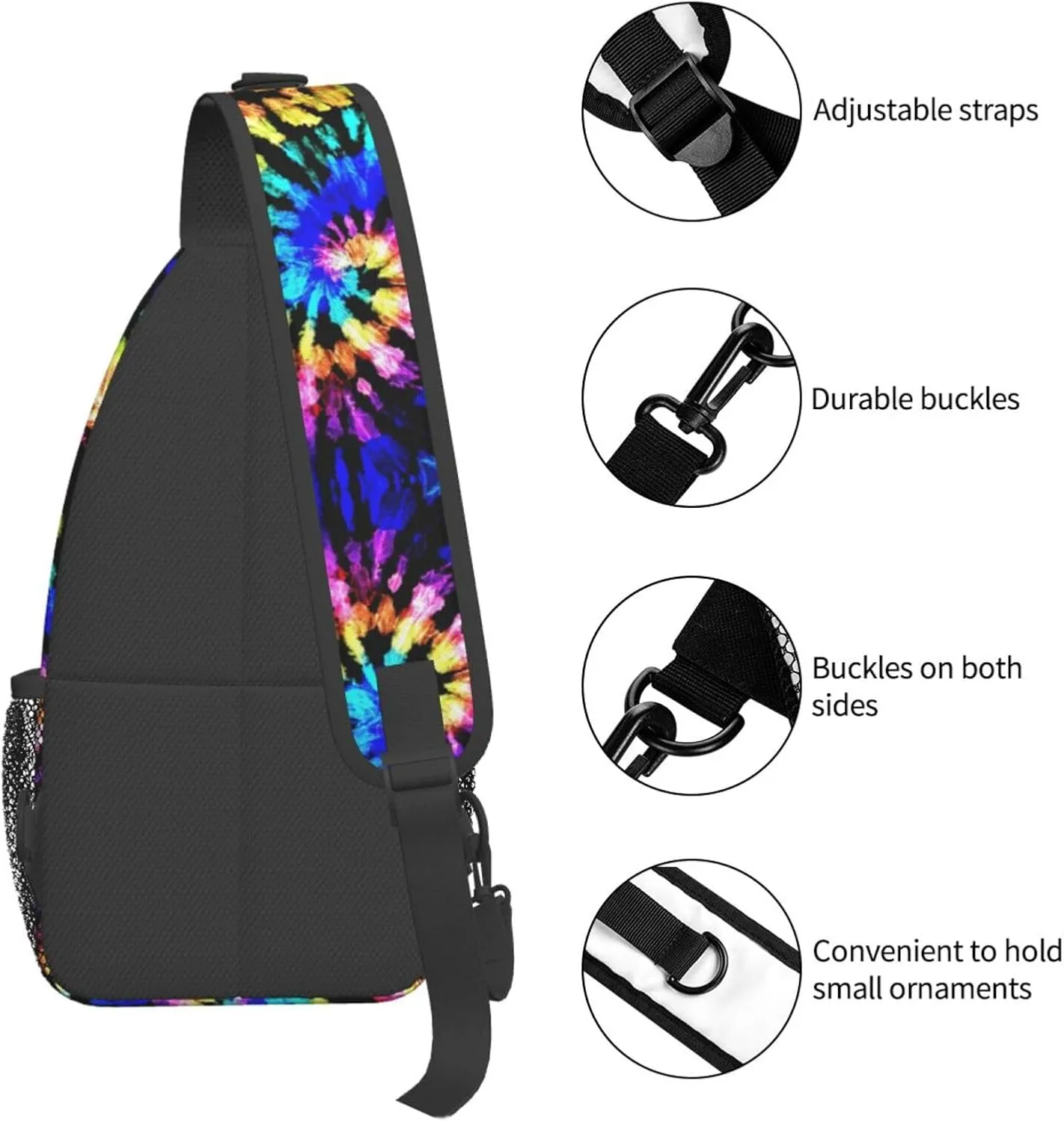 WURTON Sling Bag Dusky Rose Print Sling Backpack Crossbody Chest Bag Daypack For Hiking Travel