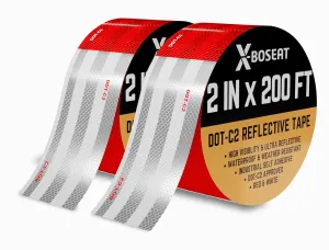 X-BOSEAT Reflective Tape, Trailer Reflector Tape Self Adhesive, Durable and Waterproof - DOT C2 for Marking Areas, Objects and Vehicles (2IN x 200FT)