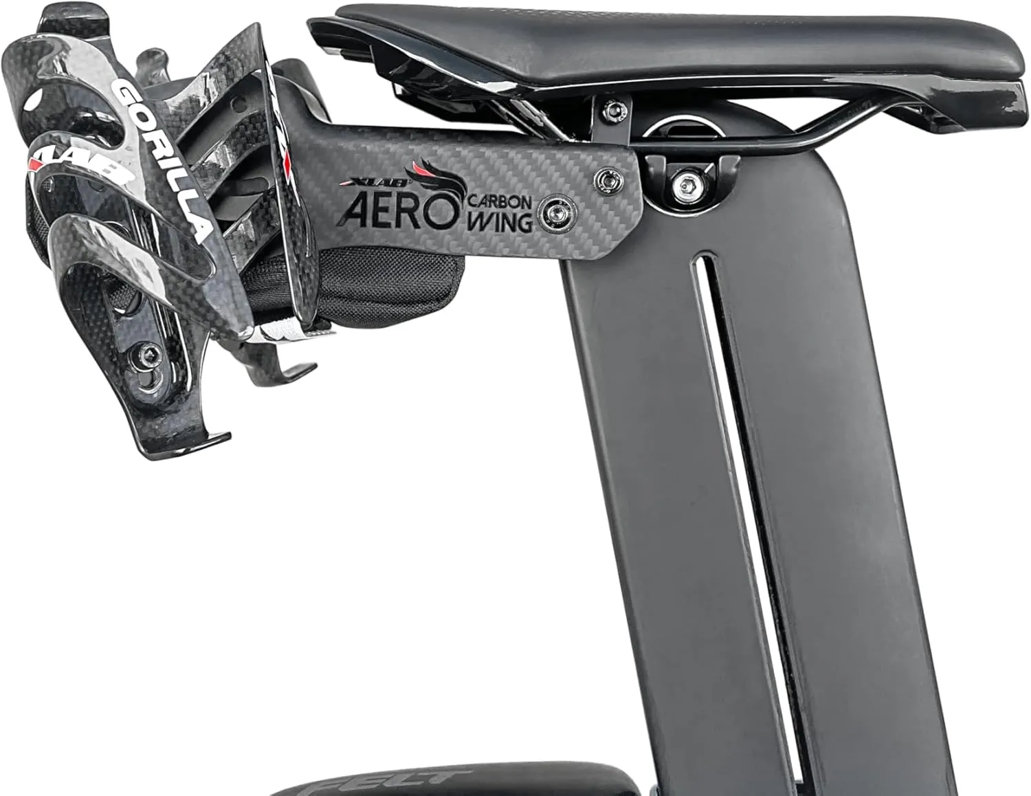 XLAB AERO Carbon Wing System Gorilla Rear Hydration with HIGH Grip Cages for Triathlon Road and Mountain Bikes (Gloss Black Cage)