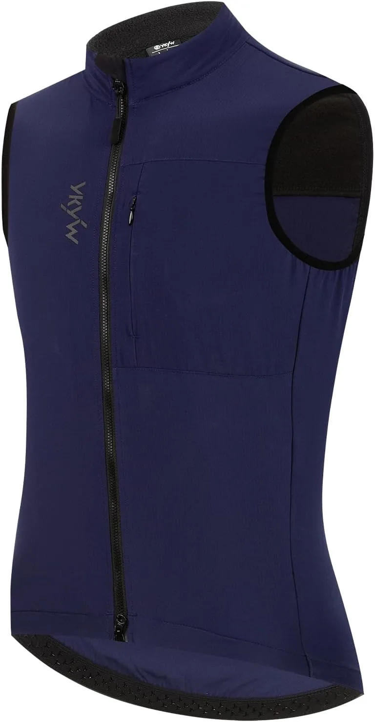 YKYWBIKE Cycling Vest for Men Sleeveless Cycling Jacket Fleece Biking Vest Ykk Full Zip Cycling Gilet Windproof Bike Vest
