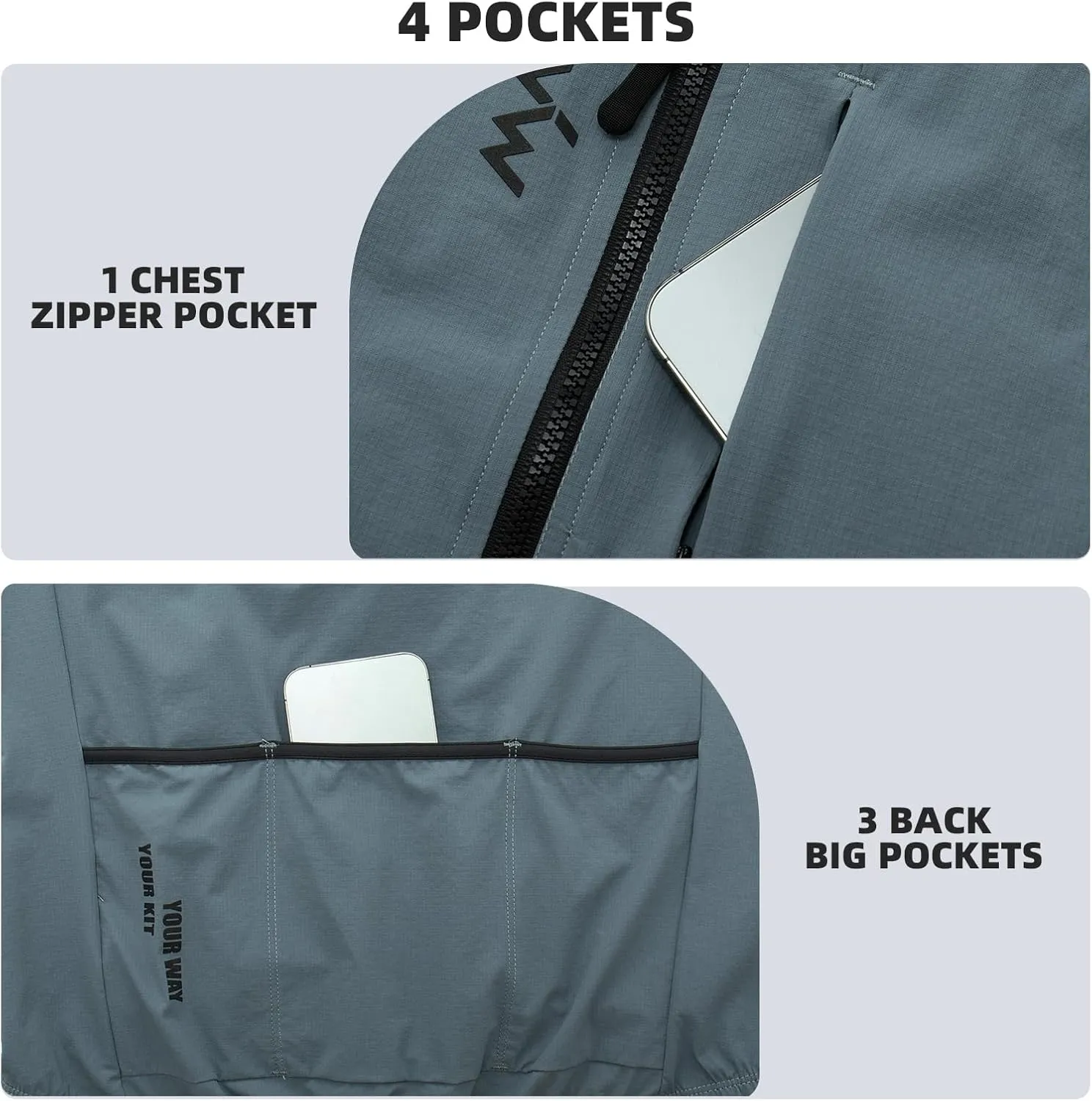 YKYWBIKE Cycling Vest for Men Sleeveless Cycling Jacket Fleece Biking Vest Ykk Full Zip Cycling Gilet Windproof Bike Vest