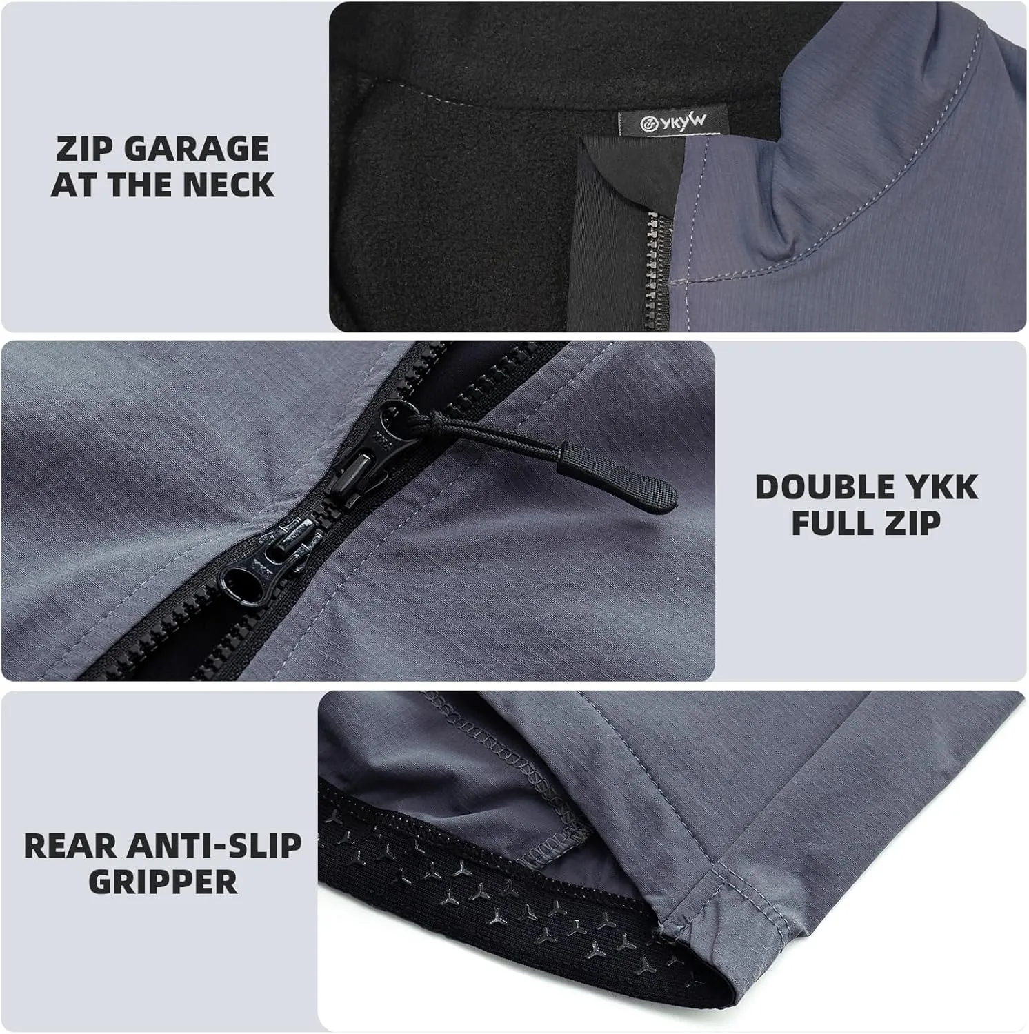 YKYWBIKE Cycling Vest for Men Sleeveless Cycling Jacket Fleece Biking Vest Ykk Full Zip Cycling Gilet Windproof Bike Vest