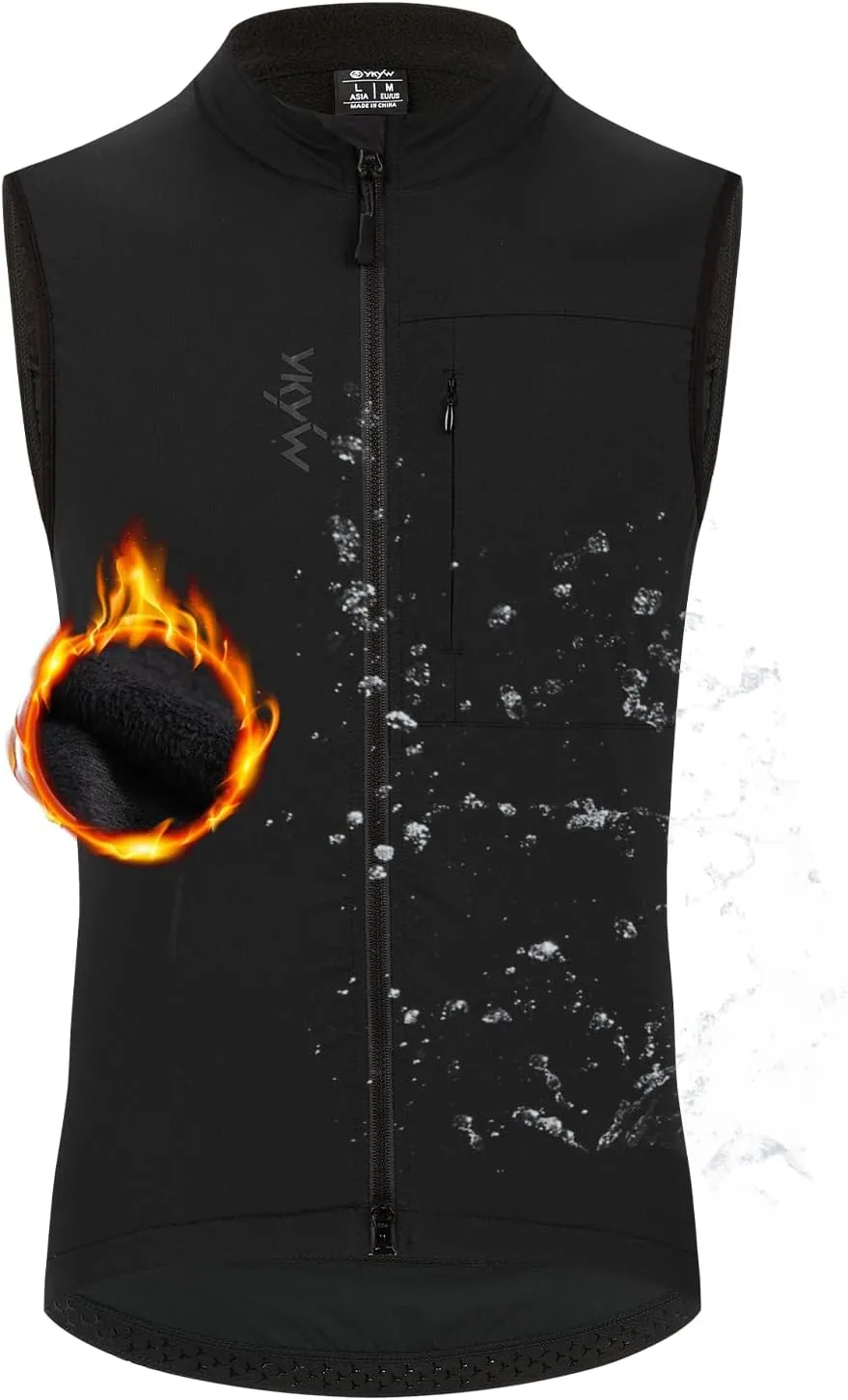 YKYWBIKE Cycling Vest for Men Sleeveless Cycling Jacket Fleece Biking Vest Ykk Full Zip Cycling Gilet Windproof Bike Vest