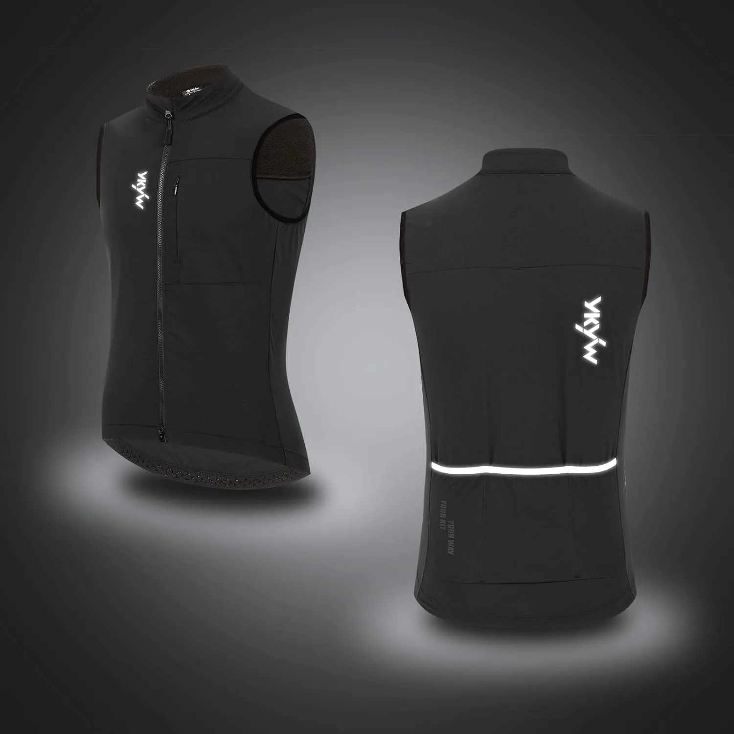 YKYWBIKE Cycling Vest for Men Sleeveless Cycling Jacket Fleece Biking Vest Ykk Full Zip Cycling Gilet Windproof Bike Vest