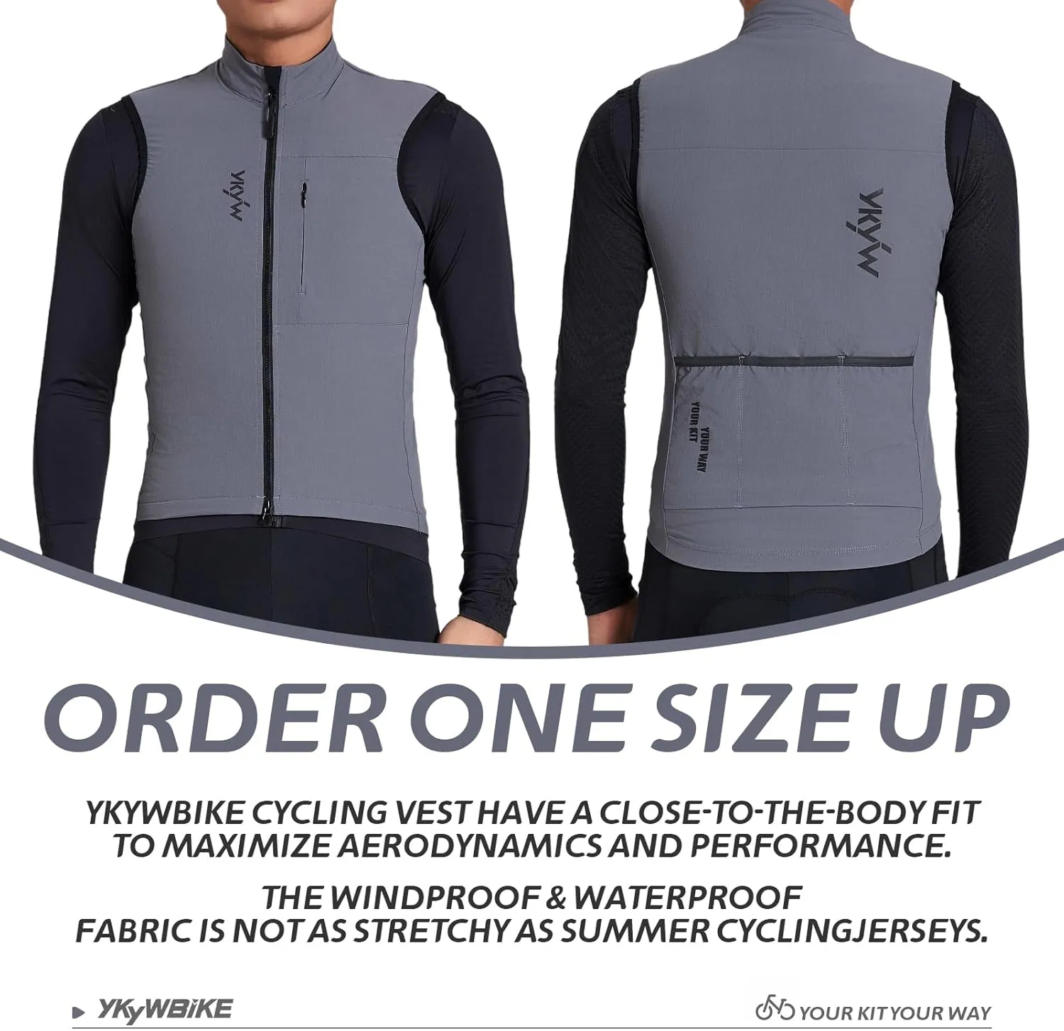 YKYWBIKE Cycling Vest for Men Sleeveless Cycling Jacket Fleece Biking Vest Ykk Full Zip Cycling Gilet Windproof Bike Vest