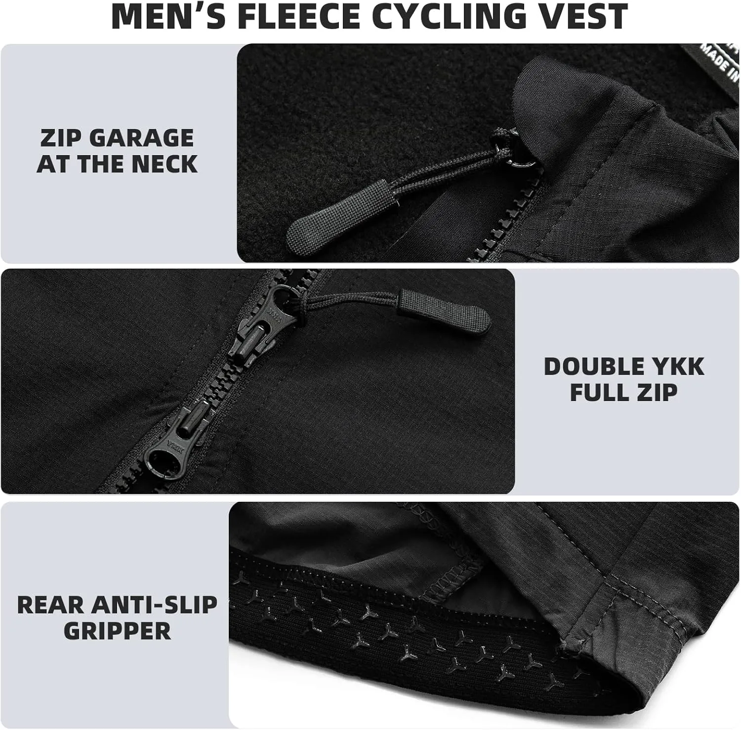 YKYWBIKE Cycling Vest for Men Sleeveless Cycling Jacket Fleece Biking Vest Ykk Full Zip Cycling Gilet Windproof Bike Vest