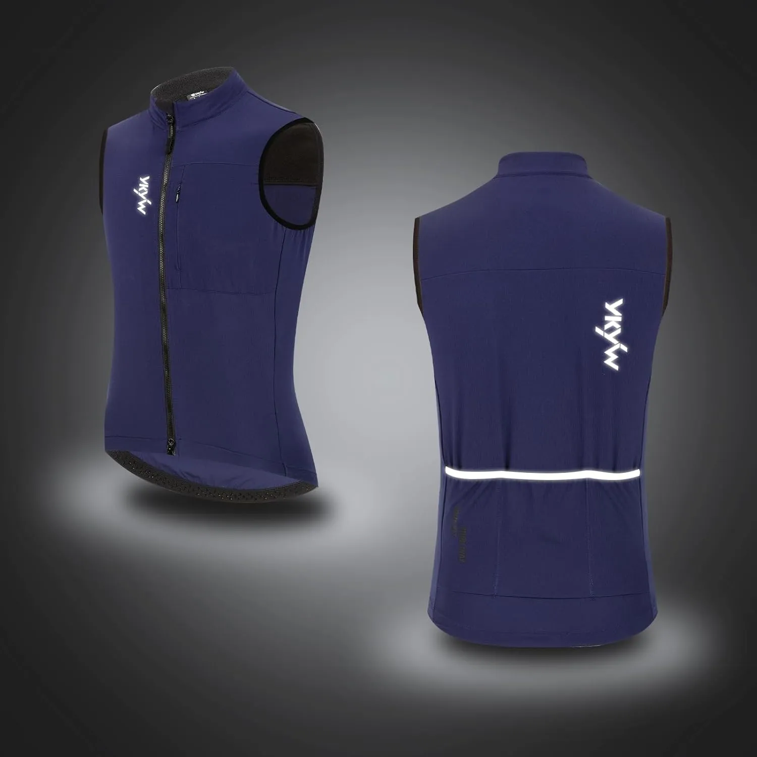 YKYWBIKE Cycling Vest for Men Sleeveless Cycling Jacket Fleece Biking Vest Ykk Full Zip Cycling Gilet Windproof Bike Vest