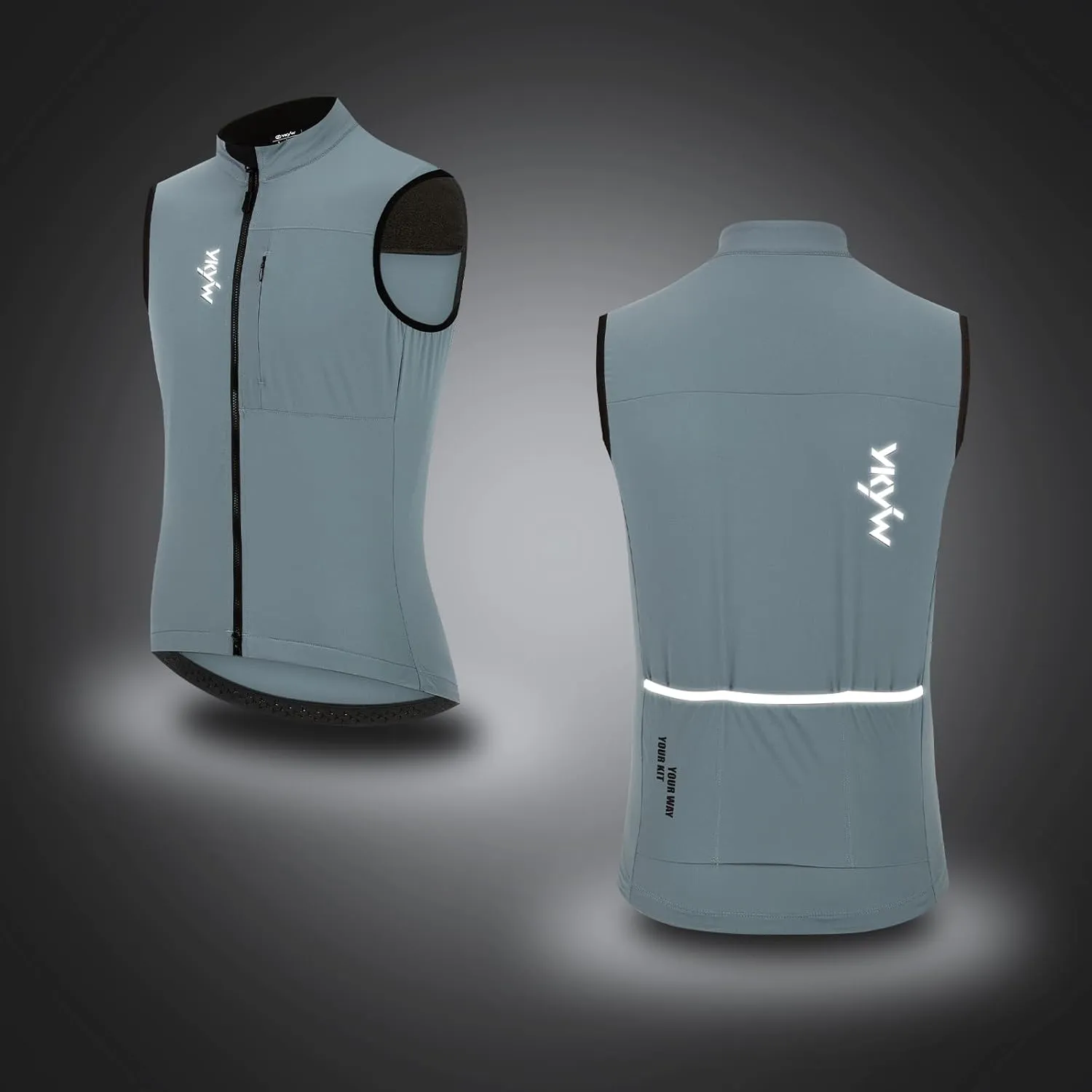 YKYWBIKE Cycling Vest for Men Sleeveless Cycling Jacket Fleece Biking Vest Ykk Full Zip Cycling Gilet Windproof Bike Vest