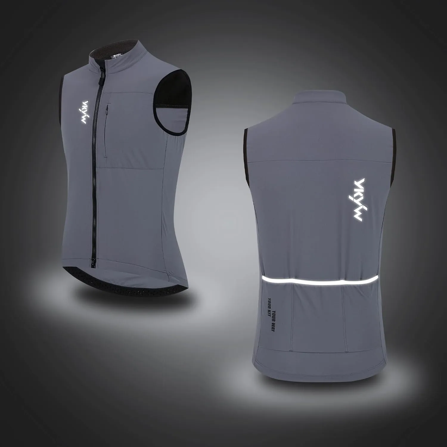 YKYWBIKE Cycling Vest for Men Sleeveless Cycling Jacket Fleece Biking Vest Ykk Full Zip Cycling Gilet Windproof Bike Vest