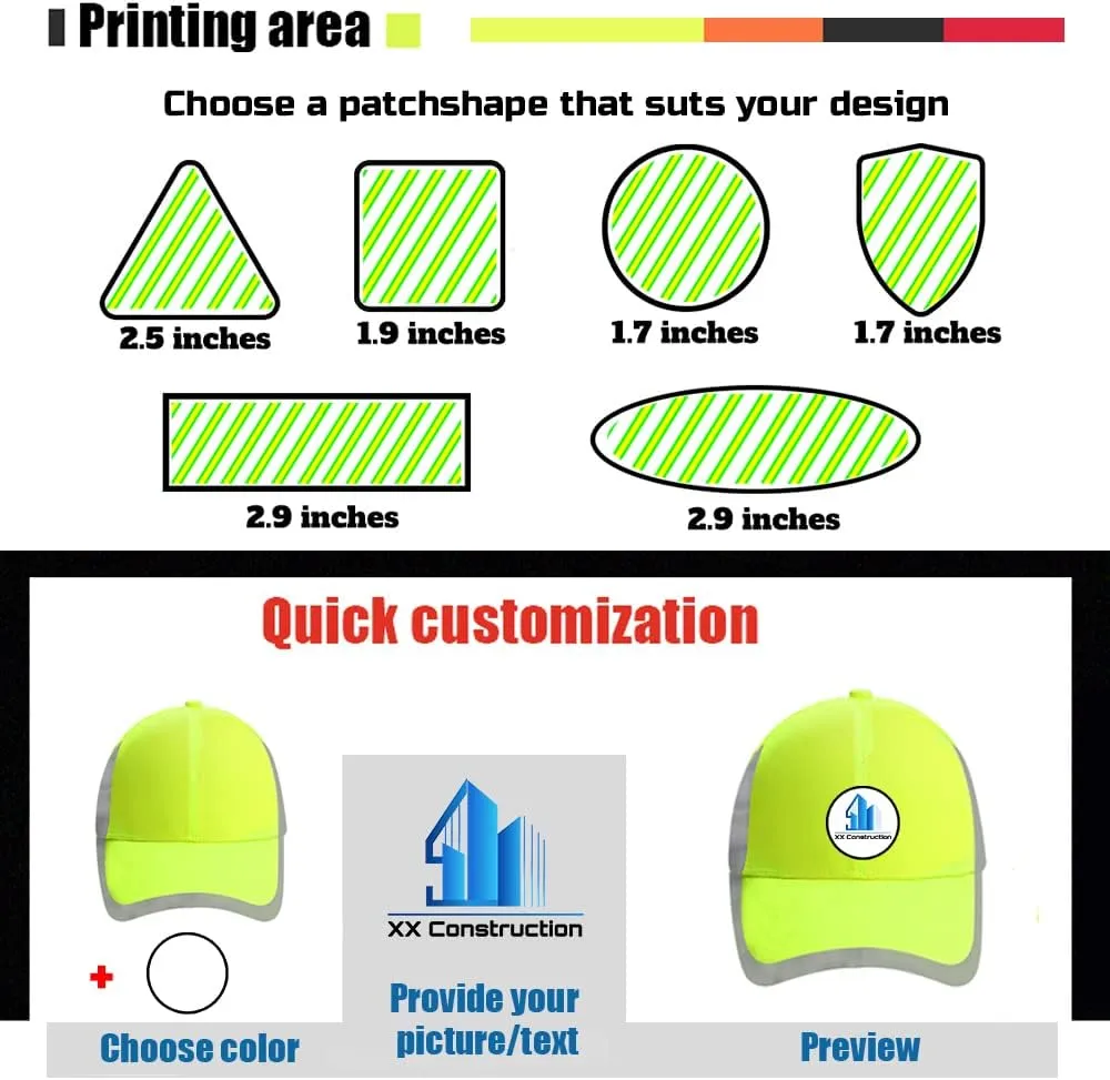 YOWESHOP Baseball Cap Safety Hat with Reflective Strip Sun Hat Customize Logo