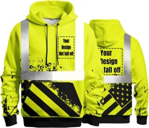 YOWESHOP High Visibility Reflective Safety Hoodie Customize Logo Protective Workwear Team Uniform