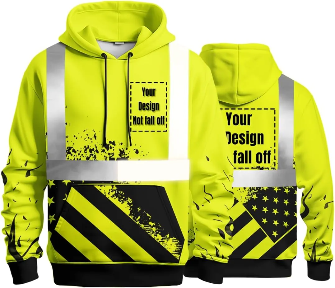 YOWESHOP High Visibility Reflective Safety Hoodie Customize Logo Protective Workwear Team Uniform