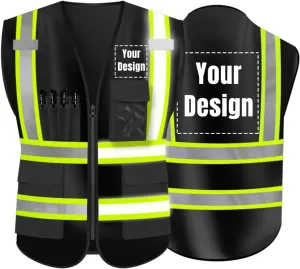 YOWESHOP High Visibility Reflective Safety Vest Customize Logo Hi-vis Security Work Vest
