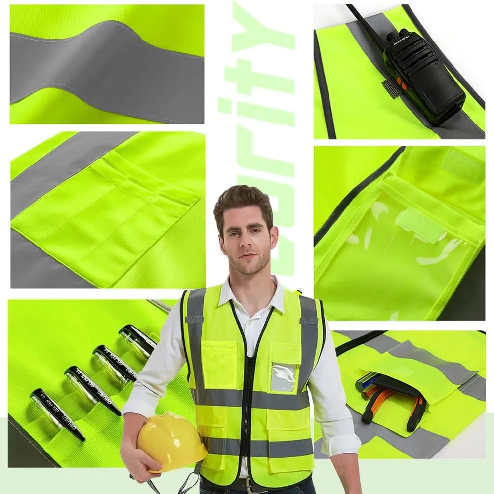 YOWESHOP High Visibility Safety Vest Customize Your Logo Protective Security Vest (L, Yellow)