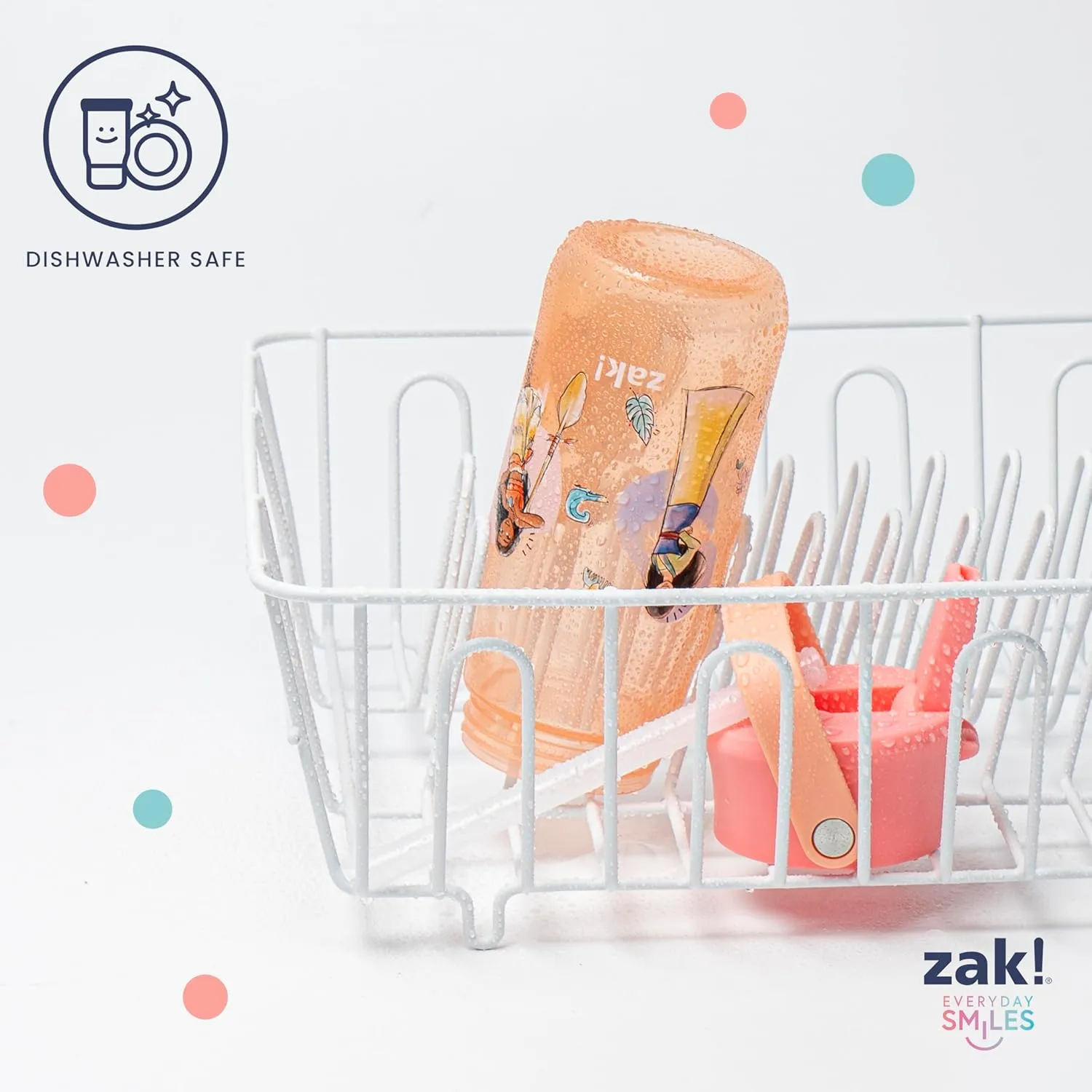 Zak Designs Harmony Disney Princess Water Bottle for Travel or At Home, 18oz Recycled Plastic is Leak-Proof When Closed with Straw Lid and Carry Handle, 2-Pack (Disney Princess)
