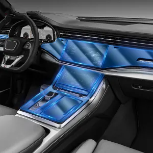 ZIRIA Car Central Console Gear Dashboard Navigation Screen Protective Film,For Audi Q7 Q8 2019-2023 Interior Accessories