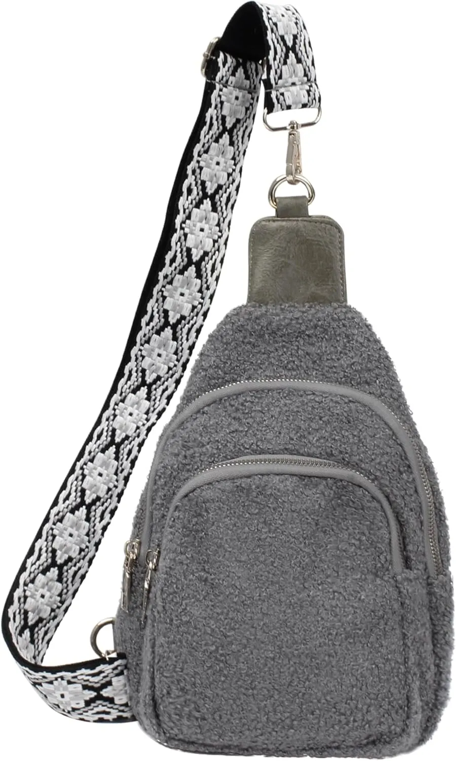 ZLM BAG US Sherpa Fleece Crossbody Sling Backpack Small Travel Fanny Pack Chest Bag Multipurpose Hiking Daypack